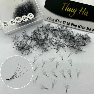 Mi fan 4D Dày 0.07  cong C-CC-D HỘP 500 FAN- mi volume - dụng cụ nối mi_THÚY HÀ EYELASH
