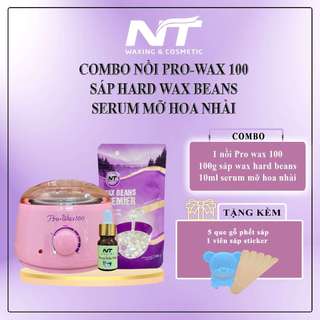 Combo Nồi Nấu Sáp Pro 100, 100gr Sáp Wax Lông Premier nhập khẩu, 10ml Mỡ Trăn NT WAXING