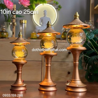 Cặp đèn thờ pha lê cao cấp led tự động đổi 7 màu cao 25cm, nhiều kích thước, lh 0933.159.286