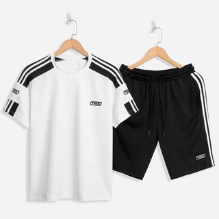 Bộ quần áo đá bóng in logo THIEN chất thun lưới mè cọc tay phối viền, set đùi mặc nhà tập gym nam nữ
