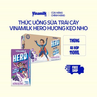 Thức uống sữa trái cây vị kẹo nho Vinamilk Hero - Thùng 48 hộp 110ml