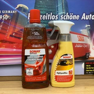 COMBO nước rửa xe & Lau bóng sơn nhanh xe ô tô, xe máy - SONAX 314300, 288200