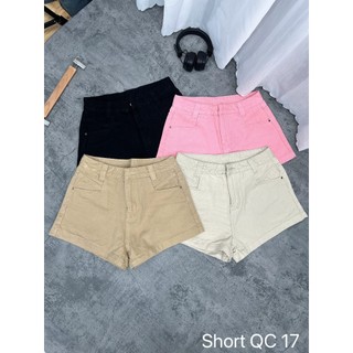 TCSHOPJEANS Quần Short Jeans Nữ Bigsize Lưng Cao Trơn Basic Kem Nâu Hồng Đen Mã QC 17