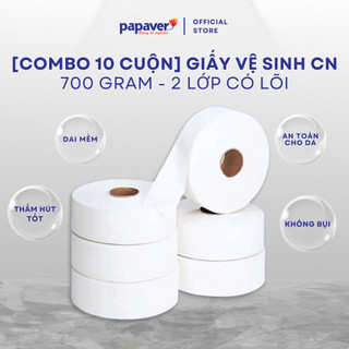 Giấy vệ sinh công nghiệp papaver 2 lớp, giấy vệ sinh cuộn lớn cao cấp 700gram