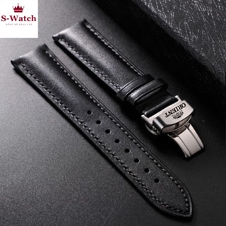 Dây đeo cho đồng hồ Orient, da bò Trơn size 21mm 22mm 20mm khoá bướm 2 nút bấm Kèm Hộp [1.001lg]
