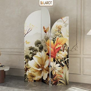 Bình phong vách ngăn Larot, bình phong gấp gọn in tranh phong thủy bộ 3 cánh decor phòng- LG416