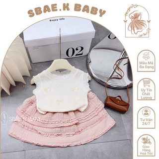 Set bé gái áo trắng chân váy hồng đáng yêu chất liệu mềm mịn by sbaek