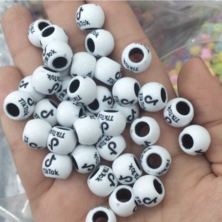 10-50gam hạt nhựa tròn 10mm lỗ lớn 8mm in chữ tiktokkkk