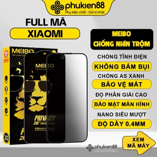 Kính cường lực xiaomi redmi note 12 13 11 10 9 8 k60 k50 k40 k20 k70e k70 pro pro+ a3 a2 chống nhìn trộm full màn meibo