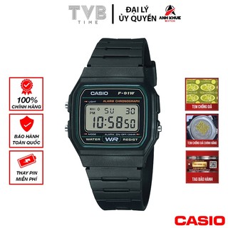 Đồng hồ nam dây nhựa Casio chính hãng F-91W-3HDG (35mm)