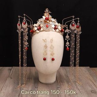 Bộ cài tóc cô dâu cổ trang 150 kèm bông tai