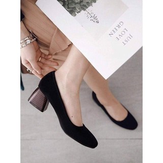 Giày cao gót nữ da lộn mũi vuông cao 5cm 1219