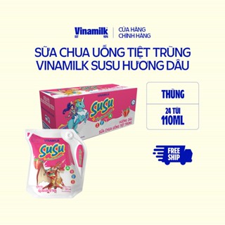 Sữa chua uống Hương dâu Vinamilk Susu - Thùng 24 túi 110ml
