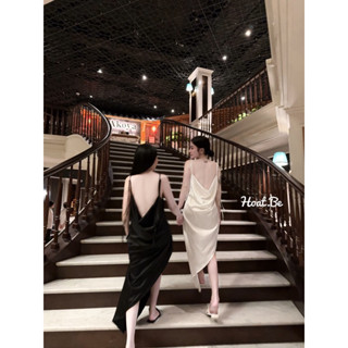 Đầm Váy Maxi Lụa Hai Dây Lưng Đổ Xẻ Đùi Sexy Mặc Đi Dạo , Đi Biển Cực Sang Hai Màu Đen , Trắng