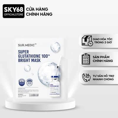 Mặt Nạ Hỗ Trợ Dưỡng Trắng Da Sur.Medic+ Bright Glutathione Mask 30g - GLUTATHIONE
