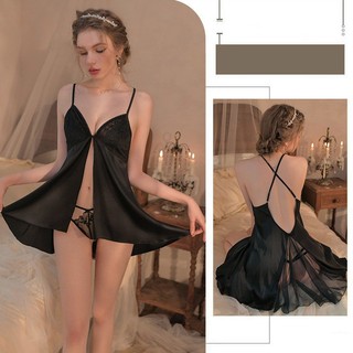 Đầm ngủ lụa 2 dây dễ thương gợi cảm tặng kèm chip lụa