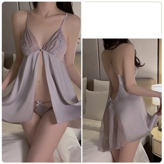 Đầm ngủ lụa 2 dây dễ thương gợi cảm tặng kèm chip lụa