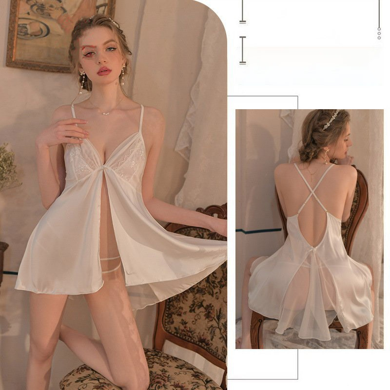 Đầm ngủ lụa 2 dây dễ thương gợi cảm tặng kèm chip lụa