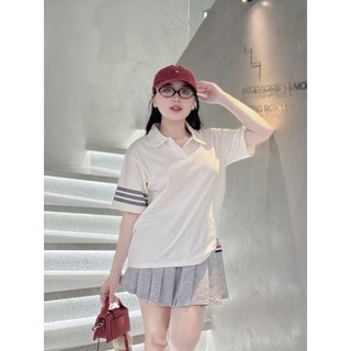 Set áo thun polo mì nỉ dày dặn kèm chân váy xếp ly bản to , set bộ áo thun có cổ phối chân váy xòe phong cách năng động