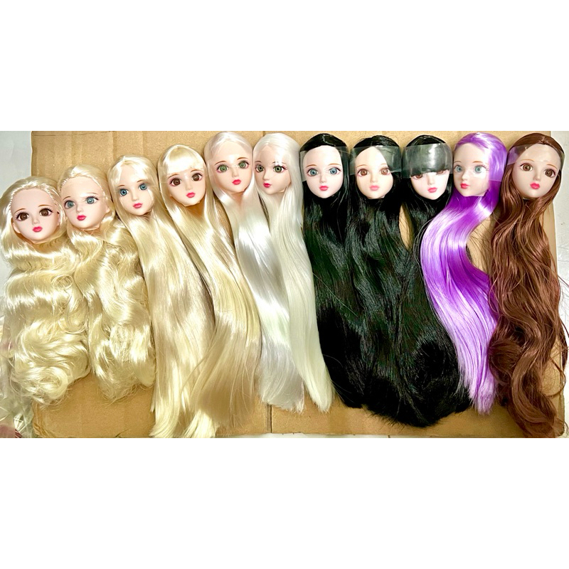 Đầu búp bê Xinyi mắt gắn nhiều màu tóc