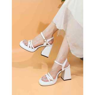 Giày sandal cao gót nữ quai chéo dây mảnh gót vuông cao 10cm 1034