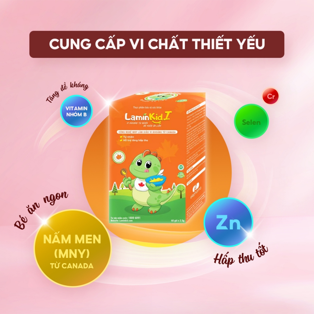 Combo 3 hộp cốm bổ sung khoáng và vitamin giúp trẻ ăn ngon LaminKid I hộp 20 gói