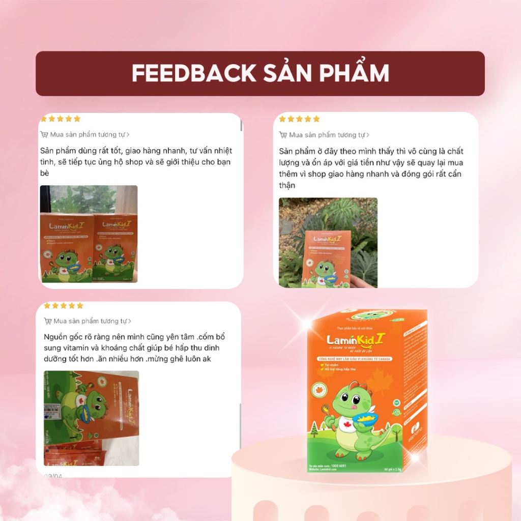 Combo 3 hộp cốm bổ sung khoáng và vitamin giúp trẻ ăn ngon LaminKid I hộp 20 gói