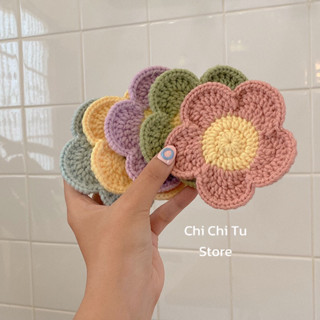  Lót Ly Bằng Len Hình Hoa Gấu Handmade- Xinh Xắn- Đáng Yêu- Thấm Hút- Chichitu 