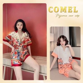 Đồ bộ ngủ lụa mango pijama nữ quần ngăn tay ngắn mặc nhà dễ thương Freesize 35-58kg - COMEL