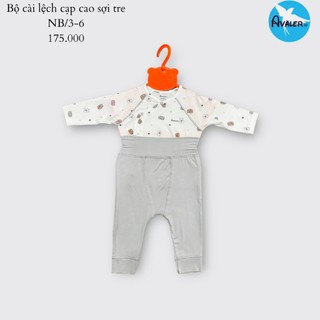 [ Avaler chính hãng ] Bộ dài tay sơ sinh Avaler cạp cao cài chéo sợi tre mỏng