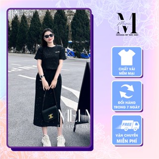 Set bộ nữ áo croptop miumiu phối chân váy dáng dài Meistore ST13028