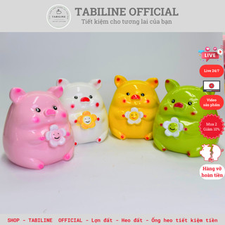 Lợn đất heo đất ống tiết kiệm tiền heo ôm hoa xinh xắn cute đáng yêu LD43 - TABILINE