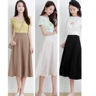 Chân váy công sở dáng xoè dài qua gối có túi 2 bên, xòe nhẹ d68
