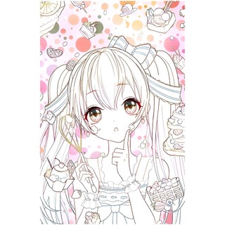 Line art tranh tô màu Anime Girl giấy dầy đẹp
