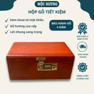 Hộp đựng tiền tiền tiết kiệm gỗ ,trạm khắc hoạ tiết tinh xảo có khoá sổ đổi được mật khẩu tiện lợi sang trọng