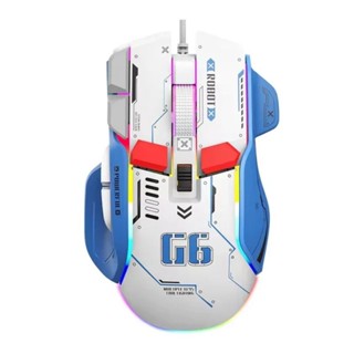 Chuột gaming máy tính có dây TEKKIN G6 GUNDAM 12800 DPI có app có 6 nút hỗ trợ app led RGB 16 triệu màu macro