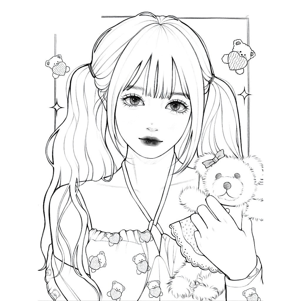 Set 50 Tờ Tranh Tô Màu Cô Gái Nhiều Hình Tô Màu Sáp, Màu Chì - Tiệm Tô Màu