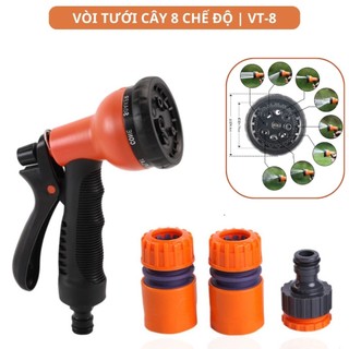 Vòi tưới cây đa năng 8 chế độ, Vòi xịt tưới cây, Xịt rửa xe, Rửa sân vườn, Tắm thú cưng | VT-8