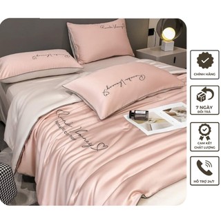 Bộ chăn ga gối lụa Romantic city home chăn hè, chất liệu mềm mịn mát lạnh đơn sắc sang trọng, tinh tế