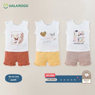 Bộ Uala Rogo Petit siêu mềm mịn cao cấp thoáng mát thấm hút tốt hot bộ ba lỗ viền bèo cho bé trai bé gái 2354