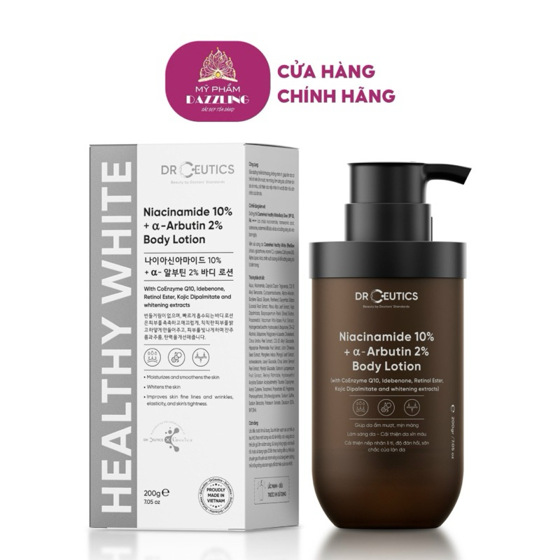 Sữa Dưỡng Thể Trắng Da DrCeutics Niacinamide 10% + Alpha-Arbutin 2% Body Lotion 200g