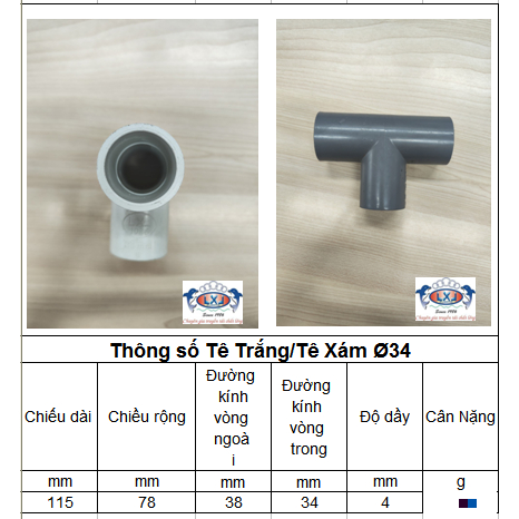 Tê uPVC 34 (1Cái)