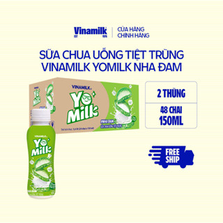 2 Thùng Sữa chua uống Yomilk Nha đam 150ml - 24 chai/Thùng Yogurt