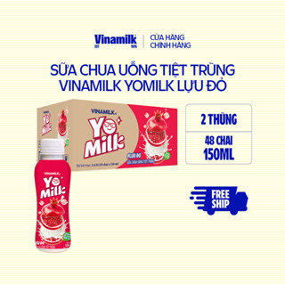 2 Thùng Sữa chua uống Yomilk Lựu Đỏ 150ml - 24 chai/Thùng Yogurt