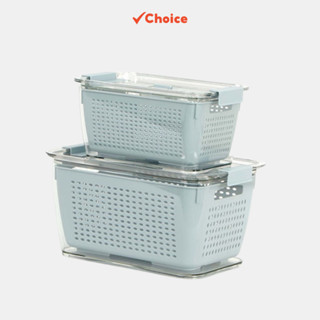 [Choice] Bộ 2 Hộp Nhựa Hokori NH180-9 Đựng Thực Phẩm 2 Lớp trắng Có Lỗ Thoát Khí Kèm Rổ