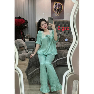 -Bộ ngủ tay ngắn quần dài bigsize gấm cao cấp