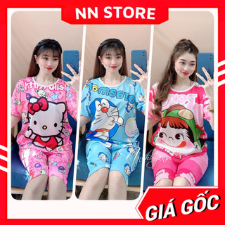 Đồ bộ nữ mặc nhà chất thun mềm mịn in hình bò sữa in hoạt hình dễ thương 🛑 Đồ bộ quần lửng DBRBL SIZE M