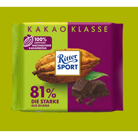[DATE MỚI] Socola Ritter đen sữa gốc Ghana có 81% Cacao Ritter Sport (100g)