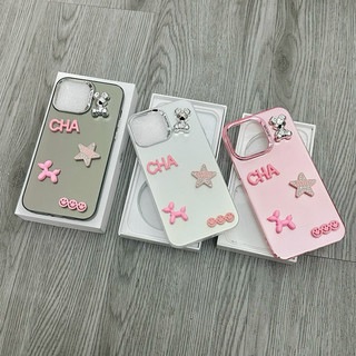 Ốp lưng nhám ti tan viền camera kim loại MORE CHA HỒNG GẤU B.BRICK KIM LOẠI cạnh vuông chống bẩn cho 7 đến 15promax