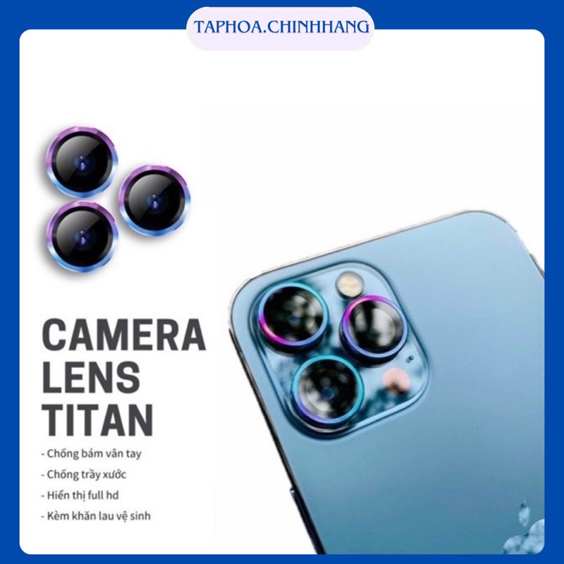 Viền camera dành cho iphone 11/11pro/11promax/12/12promax/13Promax/14Promax/15Promax - Màu titan ánh cầu vòng